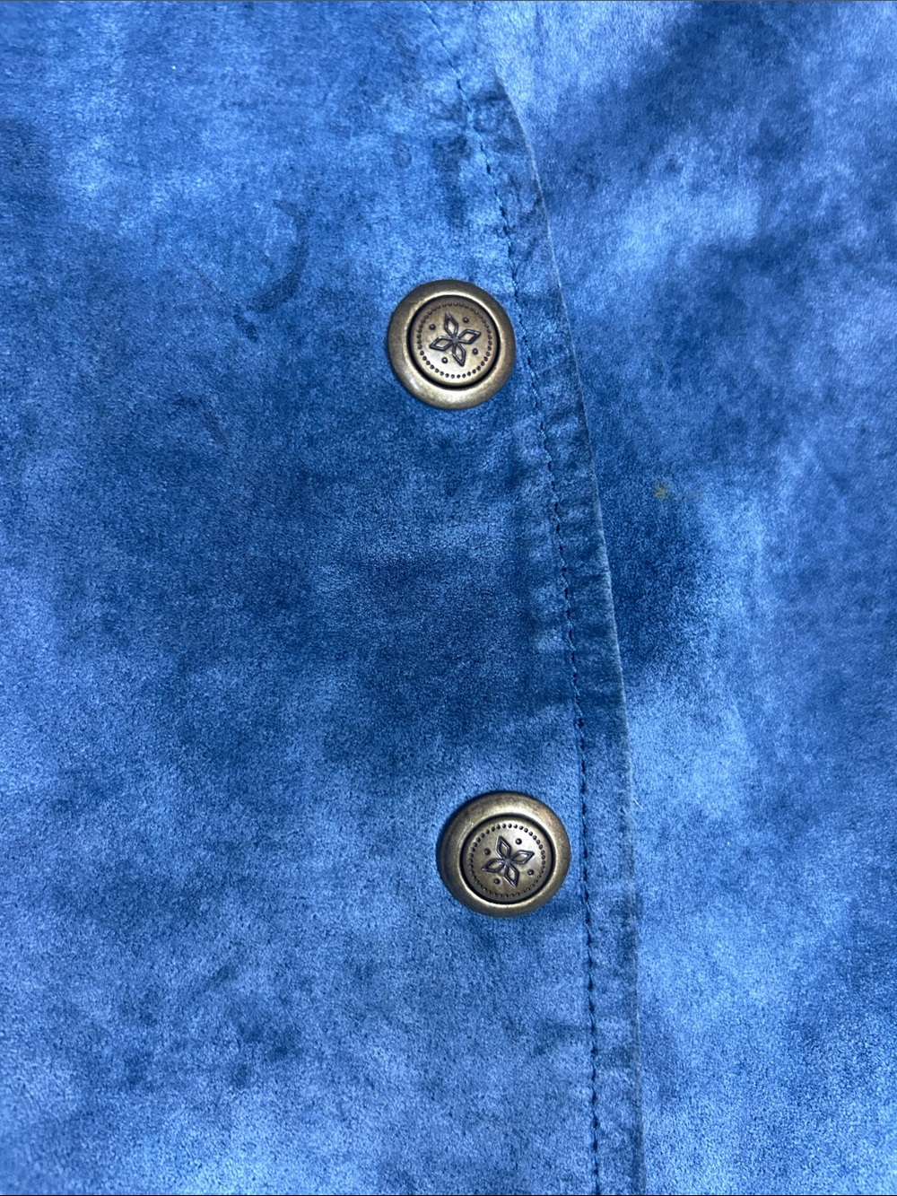 Vintage Miss Joy Blue Suede Leather Button Front Vest - Picture 6 of 10